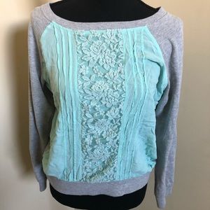 Gray and mint green sweater shirt
